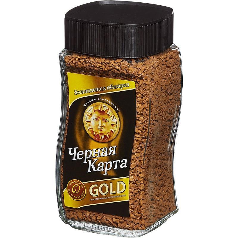 Кофе Черная Карта растворимый Gold натуральный сублимированный 190 гр., стекло
