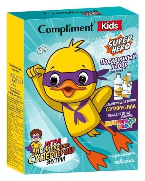 Набор подарочный Compliment kids superhero c ароматом жвачки пена для душа, шампунь для волос, игра 400 мл., картон