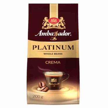 Кофе Ambassador Platinum Crema в зернах, 200 гр., флоу-пак