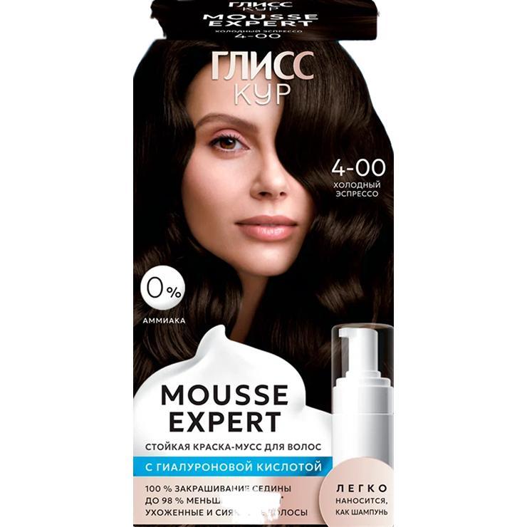 Краска-мусс для волос Глисс Кур стойкая 4.00 холодный эспрессо 85 мл., картон