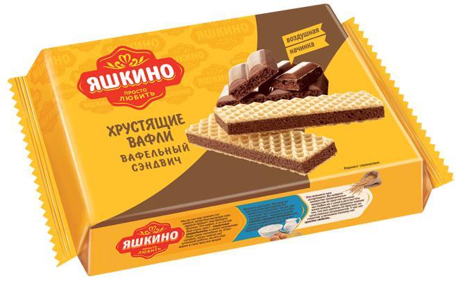 Вафли Яшкино Вафельный сэндвич 180 гр., флоу-пак