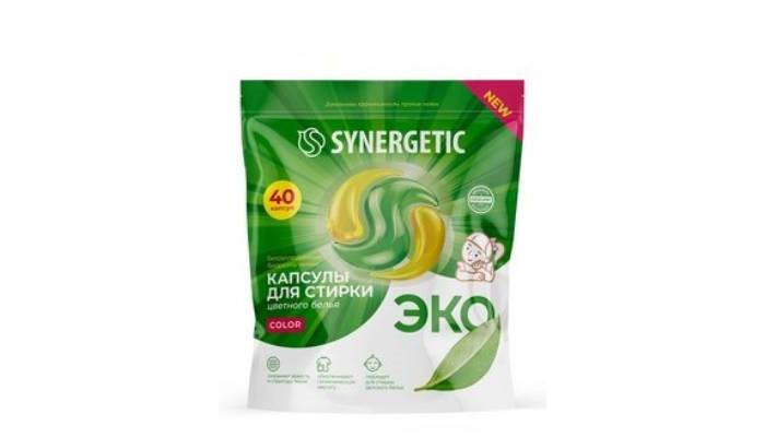 Капсулы для стирки Synergetic COLOR, 40 шт., флоу-пак