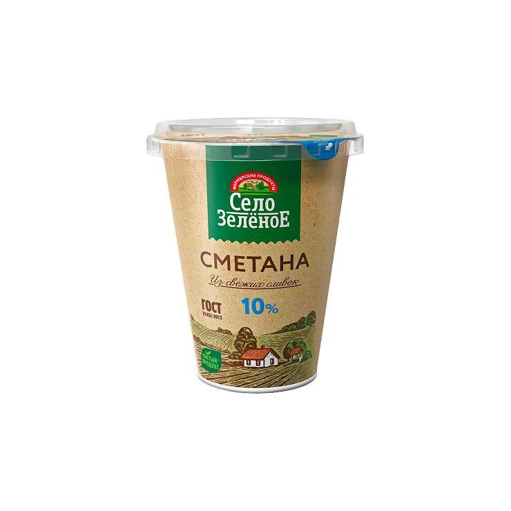 Сметана Село Зеленое 10% 300 гр., стакан