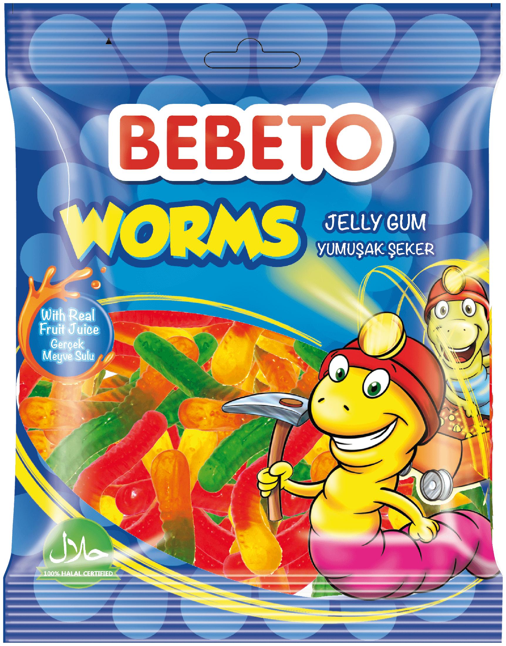 Мармелад жевательный Bebeto Worms 70 гр., флоу-пак