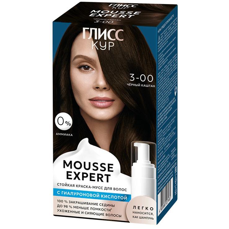 Краска-мусс Глисс Кур стойкая 3.00 чёрный каштан 85 мл., картон
