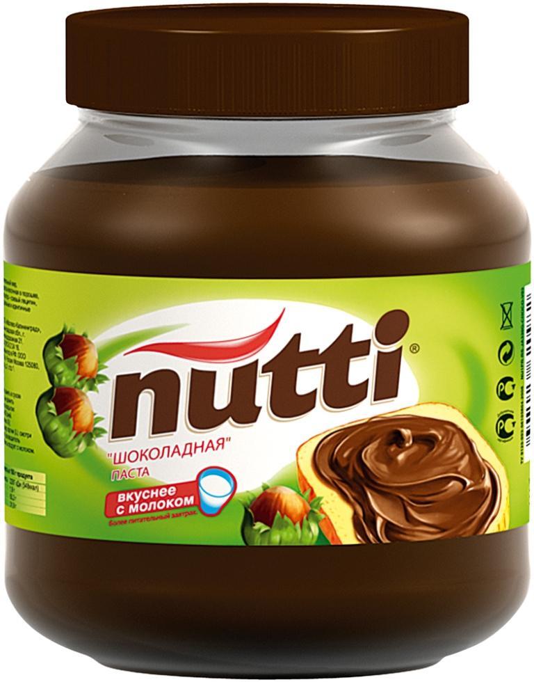 Шоколадная паста Nutti ореховая с добавлением какао 330 гр., стекло