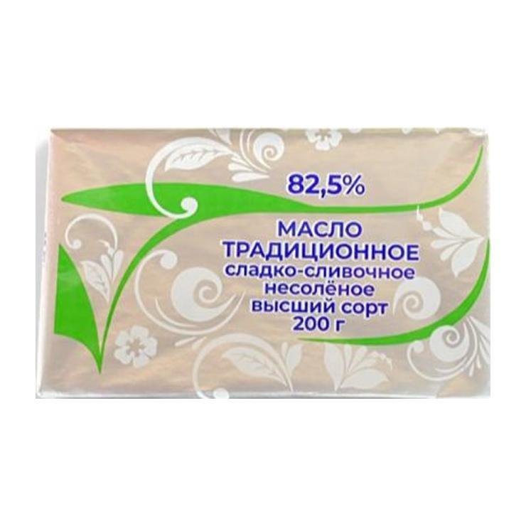 Масло сладко сливочное Молочные берега Традиционное несоленое 82,5% 200 гр., обертка