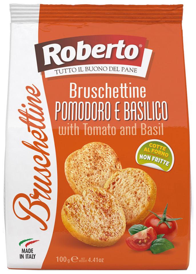 Хлебцы Roberto Брускеттине со вкусом томатов и базилика хрустящие, 100 гр., флоу-пак