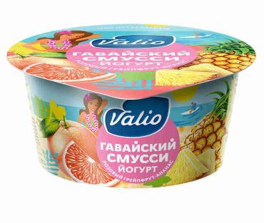 Йогурт Valio Clean label гавайский смусси с розовым грейпфрутом и ананасом 2,6%, 140 гр., пластиковый стакан