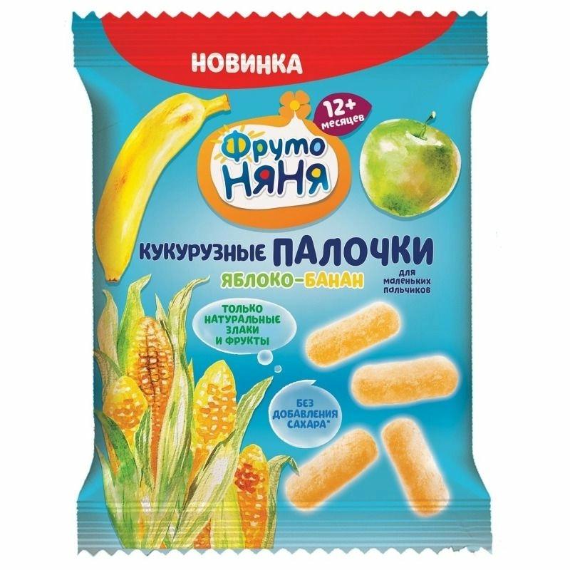 Палочки кукурузные Фруто Няня с яблоком и бананом, 20 гр., флоу-пак