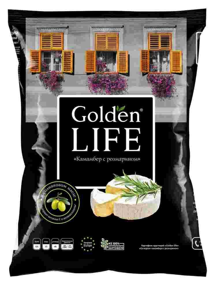 Картофель хрустящий Golden Life со вкусом камамбера с розмарином 90 гр., флоу-пак