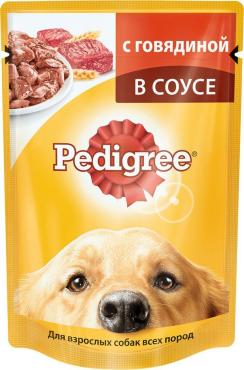 Консервы для собак говядина в соусе, Pedigree, 100 гр., пластиковый пакет