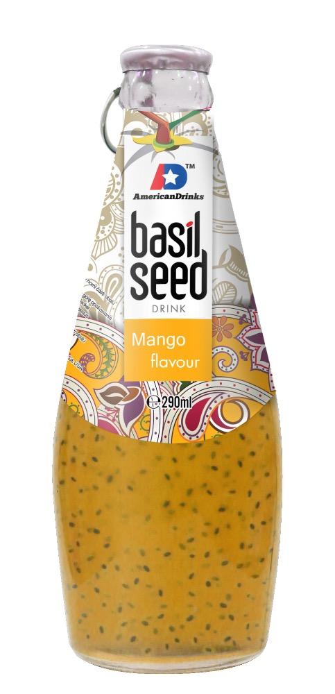 Напиток сокосодержащий Bazil Seed Mango со вкусом манго и семенами базилика 290 мл., стекло