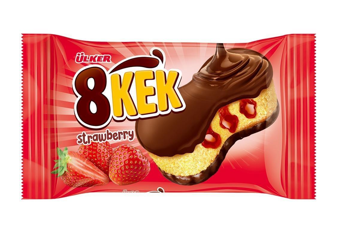 Кекс ULKER DANKEK 8KEK в какао глазури с соусом клубники 40 гр., флоу-пак