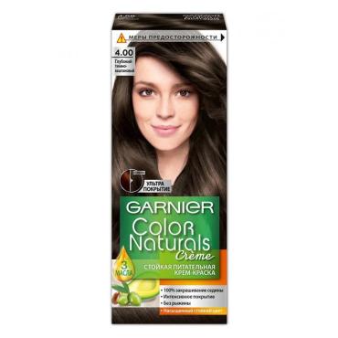 Крем-краска для волос Garnier Color Naturals стойкая питательная оттенок 4.00 глубокий темно-каштановый