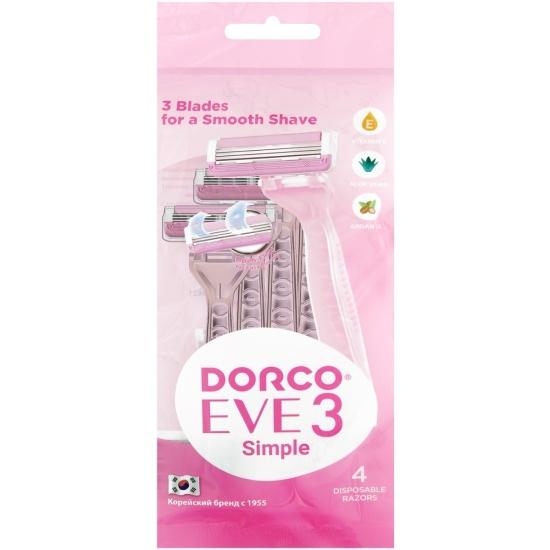 Одноразовый станок Dorco Eve 3 лезвия 4 штуки женские, флоу-пак