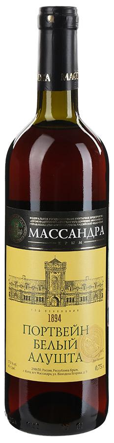 Вино ликерное портвейн белый Массандра Алушта 17 %, Россия, 750 мл., стекло