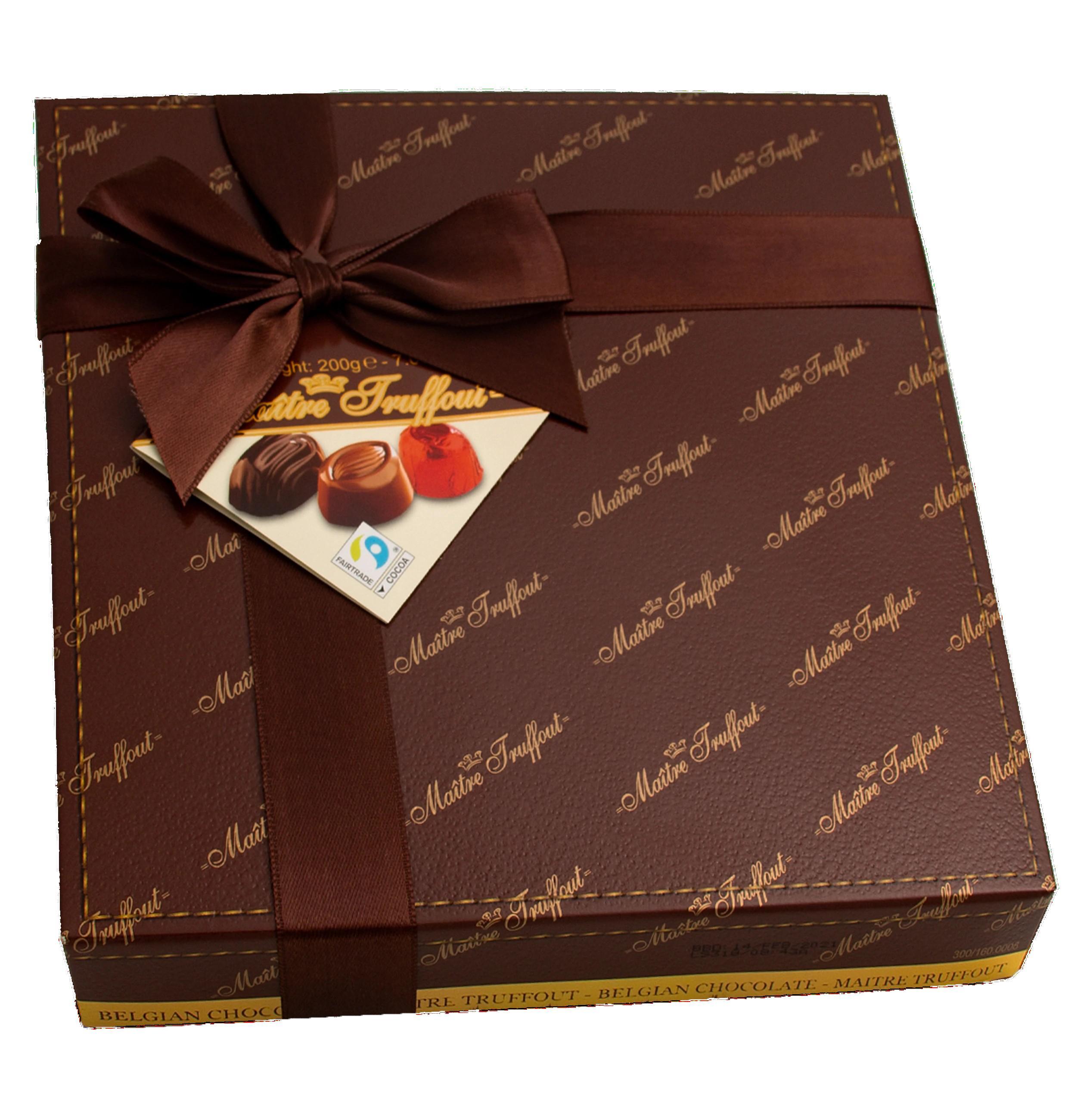 Набор шоколадных конфет Maitre Truffout Бельгийское пралине ассорти Презент 200 гр., картон