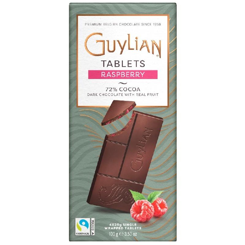 Шоколад Guylian Raspberry горький 72% с малиной 100 гр., картон