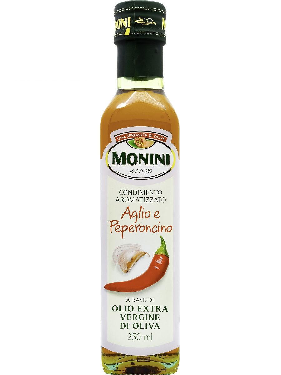 Масло оливковое Monini Extra Virgin с чесноком и перцем, 250 мл., стекло