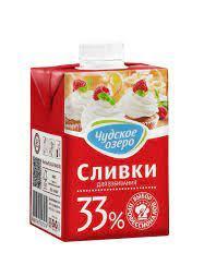 Сливки Чудское Озеро для взбивания 33% 200 мл., тетра-пак