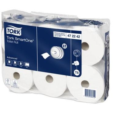 Туалетная бумага в рулонах, 1150 листов, 207 м х 13,4 см., 2сл., белая Tork Advanced SmartOne T8, 1,02 кг., пластиковый пакет