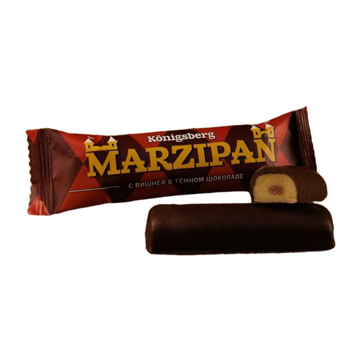 Марципановый батончик ШААКЕН ДОРФ в темном шоколаде с вишней 40 гр., флоу-пак