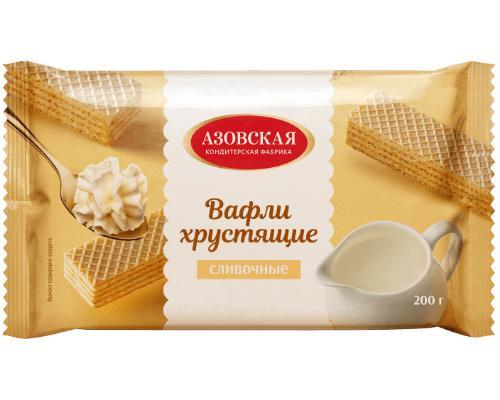 Вафли Азовская КФ Хрустящие Сливочные 200 гр., флоу-пак
