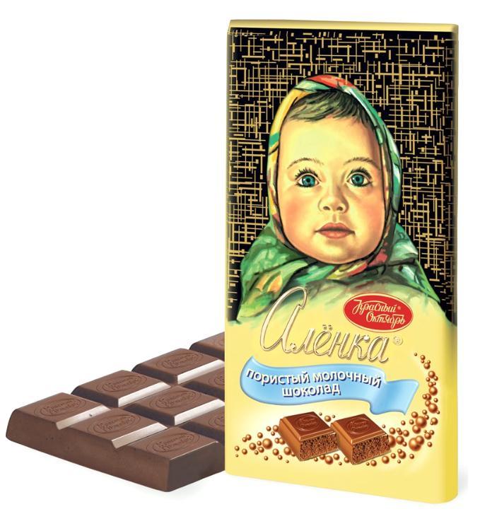 Шоколад Алёнка молочный пористый 90 гр., обертка