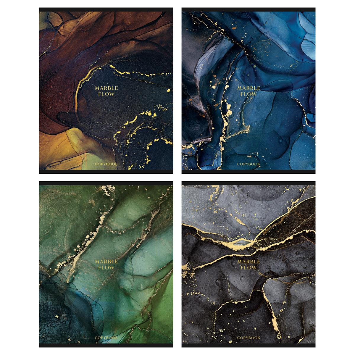 Тетрадь 48л., А5, клетка Greenwich Line Marble color, матовая ламинация, тиснение фольгой, 70г/м2