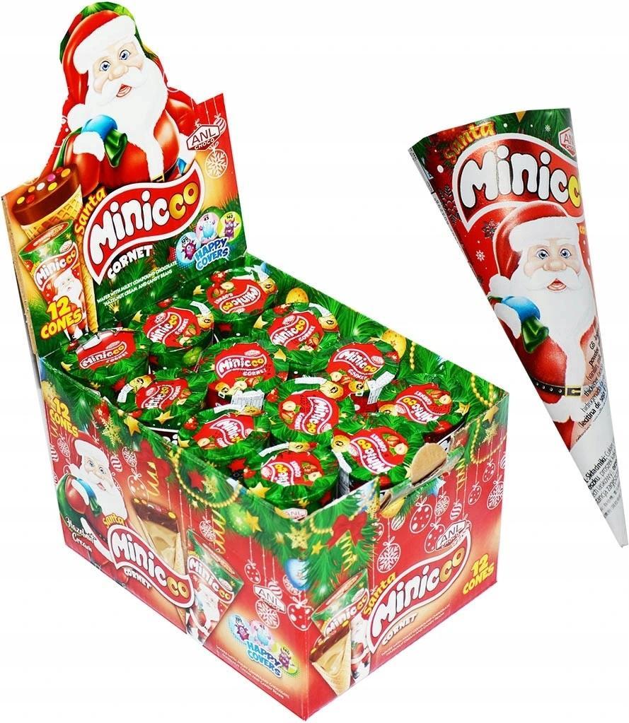 Вафельный рожок ANL Santa Minicco Cornet с шоколадным десертом 25 гр., обертка