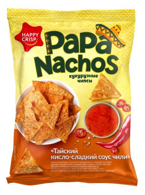 Чипсы кукурузные Happy crisp Nachos Тайский кисло-сладкий чили 75 гр., флоу-пак