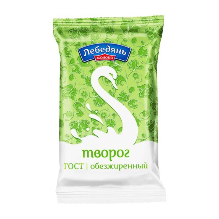 Творог ЛебедяньМолоко обезжиренный 180 гр., флоу-пак
