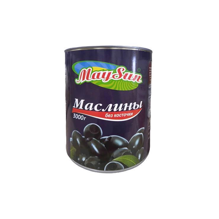 Маслины MAYSUN целые без косточки 3 кг., ж/б