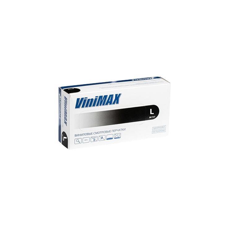 Перчатки ViniMax L виниловые неопудренные 100 шт., картон