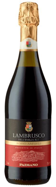 Вино игристое жемчужное Ламбруско Паесано красное полусладкое 7,5% Италия 750 мл., стекло