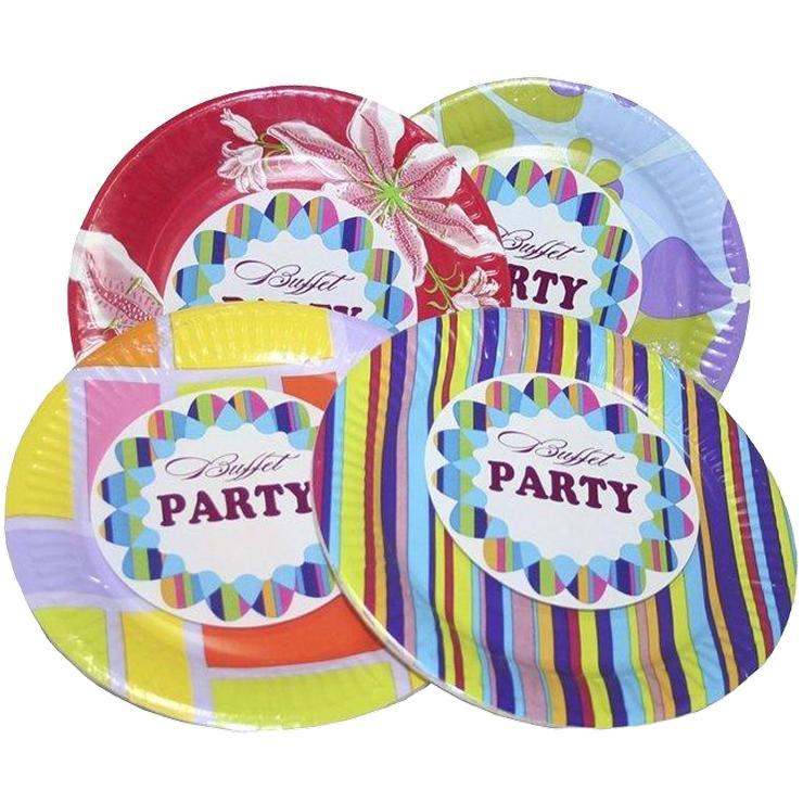 Тарелка Buffet d 180 мм дизайн 6 штук в ассортименте бумага, пакет