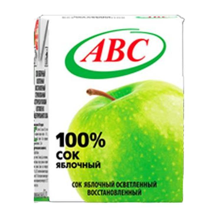 Сок АВС яблочный восстановленный 100% 200 мл., тетра-пак