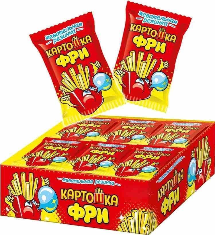 Резинка жевательная Канди Клаб Картошка фри 15 гр. х 24 шт., флоу-пак