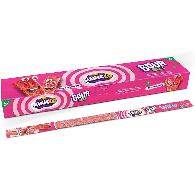 Мармелад жевательный Minicco Sour Belt Strawberry клубника 15 гр., флоу-пак