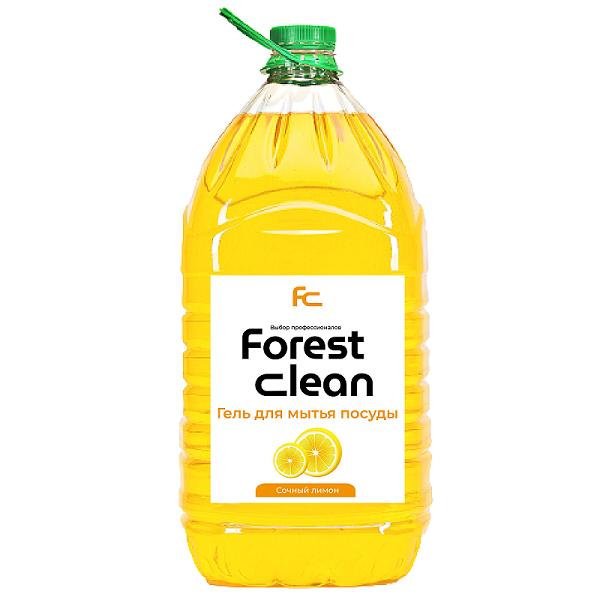 Средство для мытья посуды Forest Clean Сочный Лимон, гель концентрат,  5 л., бутылка