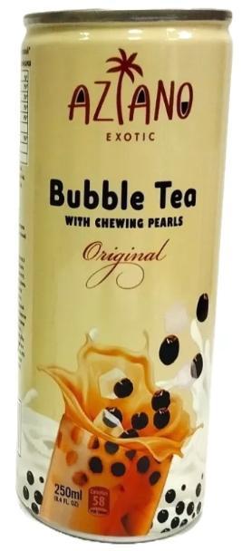 Чай молочный Aziano Bubble tea Классический с жевательными шариками из конжака 250 мл., ж/б