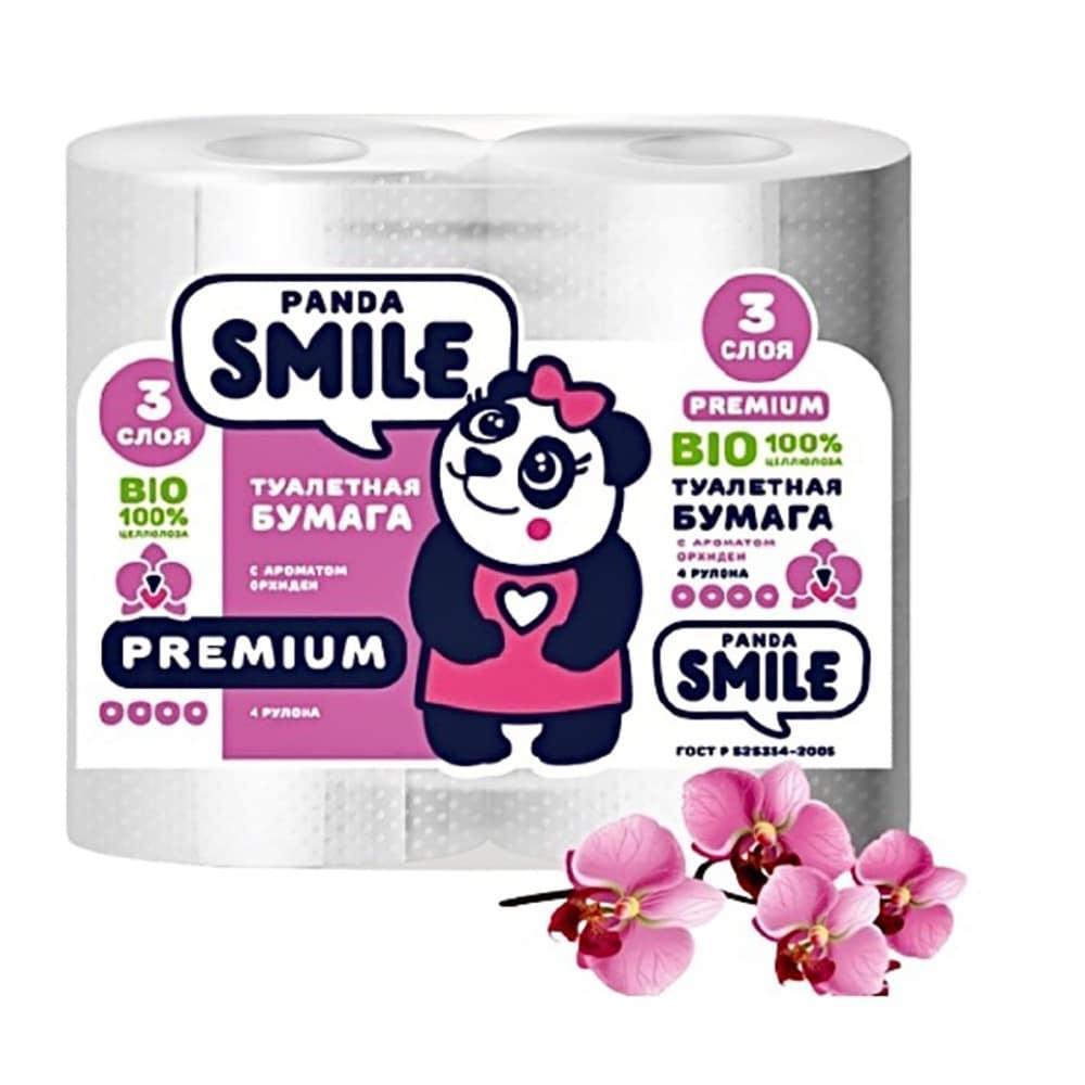 Туалетная бумага Panda Smile Орхидея 3 слоя 4 шт., пленка