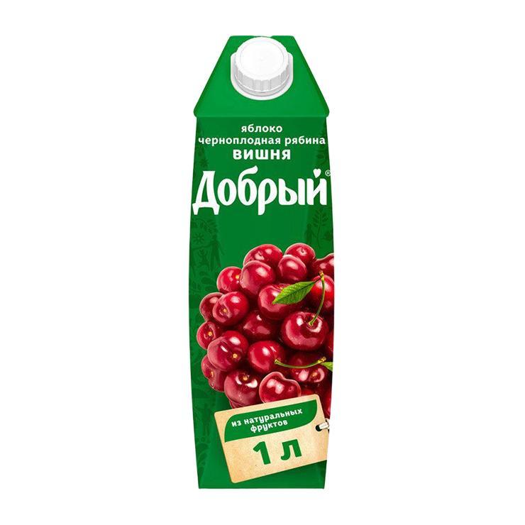 Сок Добрый яблоко рябина вишня 1 л., тетра-пак