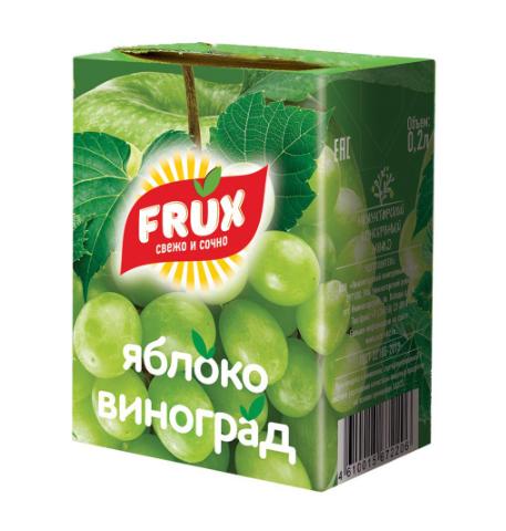 Напиток сокосодержащий FRUX яблоко виноград 200 мл., тетра-пак
