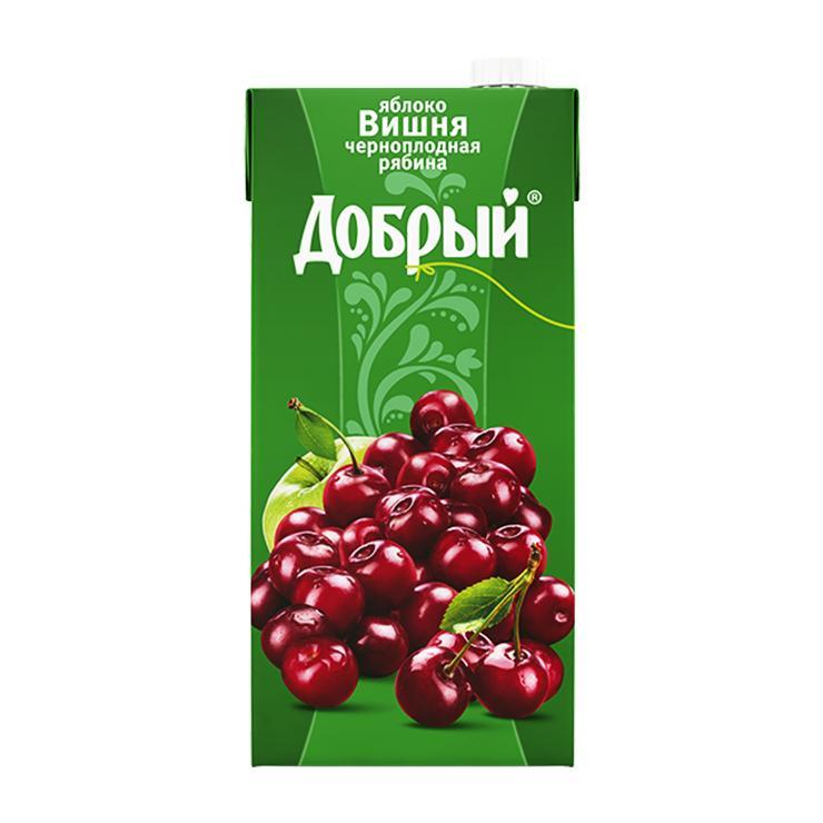 Сок Добрый яблоко рябина вишня 2 л., тетра-пак