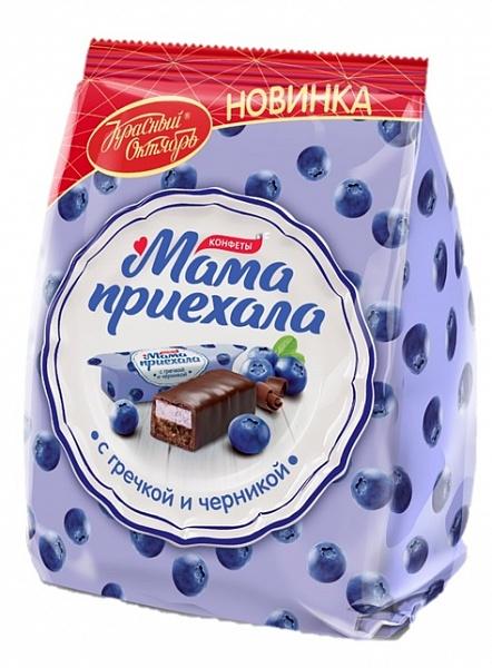 Конфеты с гречкой и черникой Красный Октябрь Мама приехала, 200 гр., флоу-пак