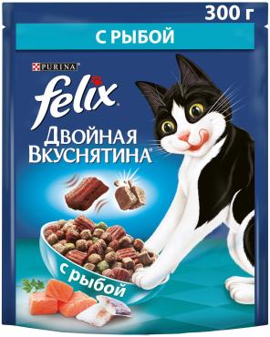 Корм Felix для кошек Двойная вкуснятина с рыбой, 300 гр., дой-пак