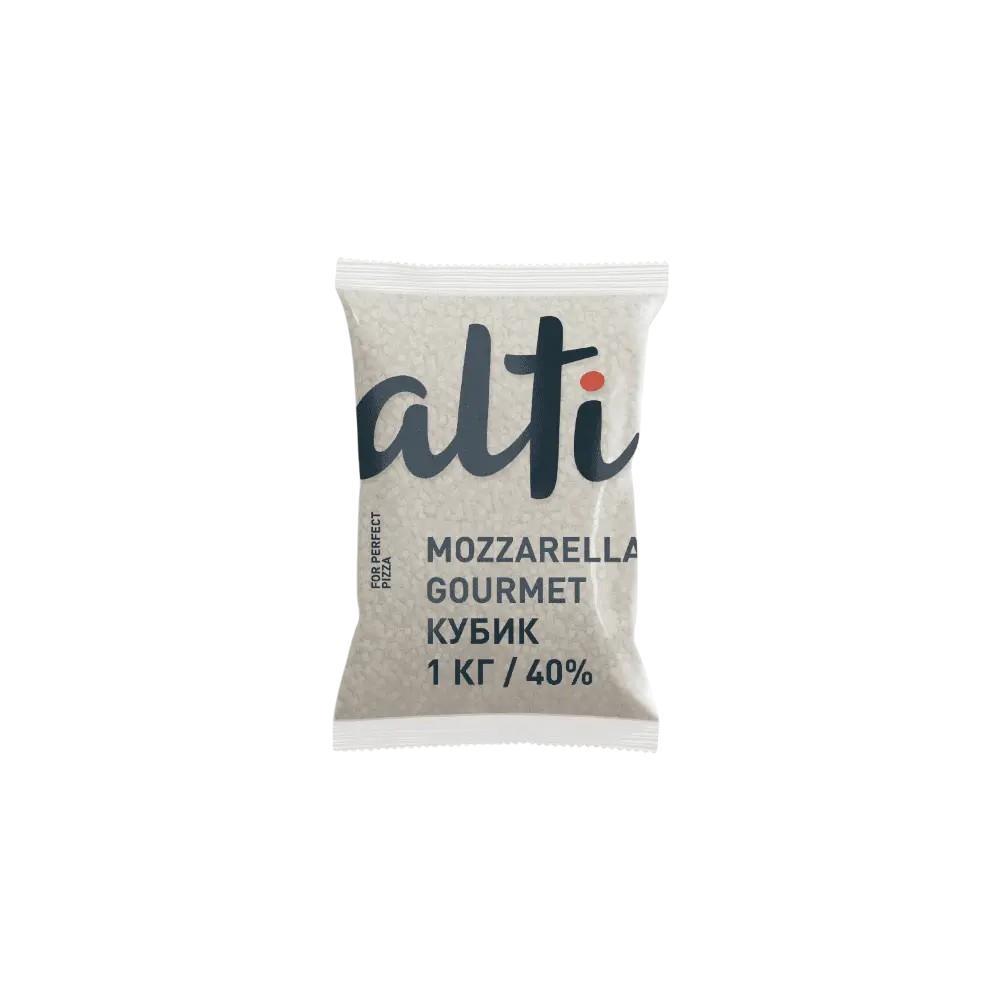 Сыр Alti полутвердый Моцарелла Gourmet 40% с/м кубик 1 кг., флоу-пак