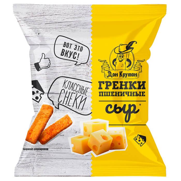 Гренки Дон Крутон пшеничные со вкусом сыра, 55 гр., флоу-пак